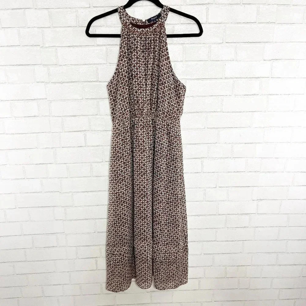 Madewell 100% Silk Sleeveless Midi Dress in Diamond Tile Print Women's Size 4